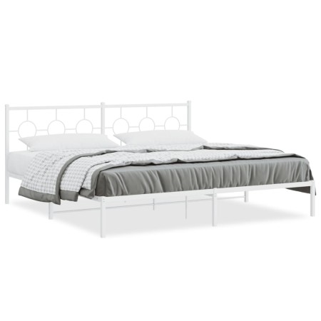 Estructura de cama de metal con cabecero blanco 193x203 cm