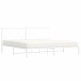 Estructura de cama de metal con cabecero blanco 193x203 cm