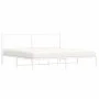 Metal bed frame with white headboard 193x203 cm by vidaXL, Beds and slatted bases - Ref: Foro24-376281, Price: 109,66 €, Disc...