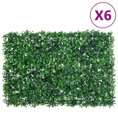 Valla de hojas de arbusto artificial 6 uds verde 40x60 cm
