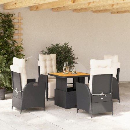 Set de muebles jardín 5 pzas con cojines ratán sintético negro by vidaXL, Garden sets - Ref: Foro24-3277436, Price: 555,24 €,...