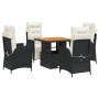 Set de muebles jardín 5 pzas con cojines ratán sintético negro by vidaXL, Garden sets - Ref: Foro24-3277436, Price: 555,24 €,...