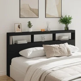 Bed headboard with LED light black 200x17x102 cm by vidaXL, Headboards and footboards - Ref: Foro24-839218, Price: 102,51 €, ...