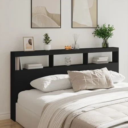 Cabecero de cama con luz LED negro 200x17x102 cm de vidaXL, Cabeceros y pies de cama - Ref: Foro24-839218, Precio: 102,49 €, ...
