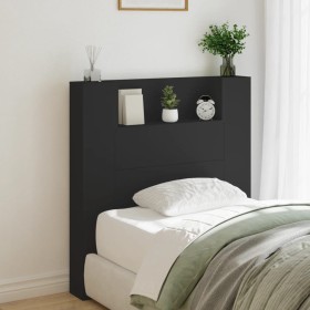 Cabecero de cama con luz LED negro 100x16,5x103,5 cm