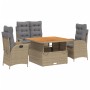 Set de comedor jardín con cojines 4 pzas ratán sintético beige by vidaXL, Garden sets - Ref: Foro24-3277488, Price: 557,93 €,...