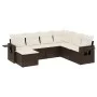 Juego de sofás de jardín 7 piezas con cojines ratán PE marrón by vidaXL, Garden sets - Ref: Foro24-3252840, Price: 447,88 €, ...