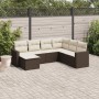 7-teiliges Gartensitzgruppen-Set mit braunen PE-Rattan-Kissen. von vidaXL, Modulare Sofas für den Außenbereich - Ref: Foro24-...