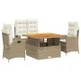 Set de comedor jardín con cojines 4 pzas ratán sintético beige de vidaXL, Conjuntos de jardín - Ref: Foro24-3277476, Precio: ...