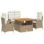 Set de comedor jardín con cojines 4 pzas ratán sintético beige by vidaXL, Garden sets - Ref: Foro24-3277476, Price: 556,52 €,...