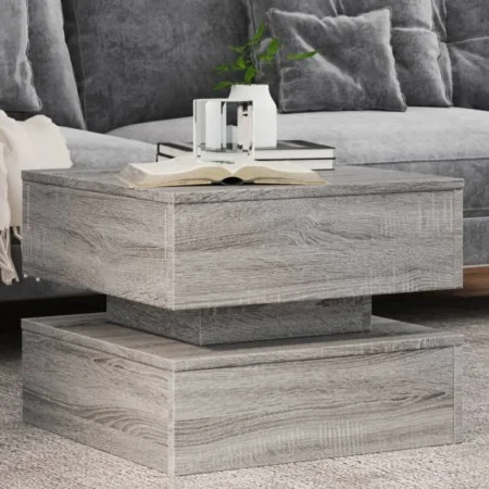 Mesa de centro con luces LED gris Sonoma 50x50x40 cm de vidaXL, Mesas de centro - Ref: Foro24-839859, Precio: 86,43 €, Descue...