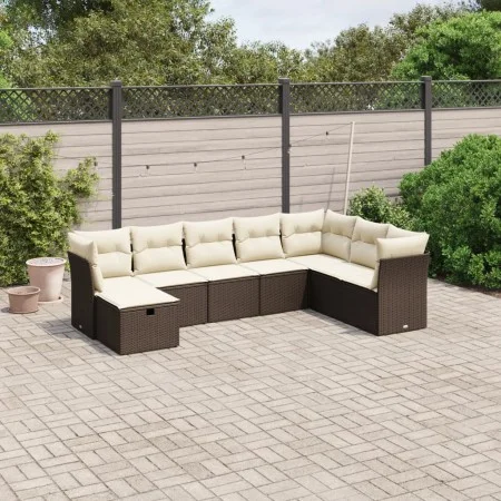 Set sofás de jardín 8 piezas y cojines ratán sintético marrón by vidaXL, Garden sets - Ref: Foro24-3263279, Price: 519,40 €, ...