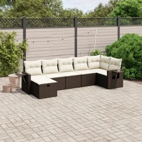 Juego de sofás de jardín 7 piezas con cojines ratán PE marrón by vidaXL, Garden sets - Ref: Foro24-3263819, Price: 462,67 €, ...