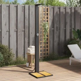 Außendusche aus PE-Rattan und schwarzem Akazienholz, 50x55x224 cm. von vidaXL, Pool- und Spa-Zubehör - Ref: Foro24-368206, Pr...