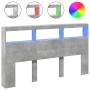Cabecero de cama con luz LED gris hormigón 180x17x102 cm de vidaXL, Cabeceros y pies de cama - Ref: Foro24-839213, Precio: 97...