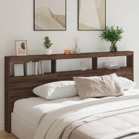 Braunes Eichenholz-Kopfteil mit LED-Licht 220x17x102 cm. von vidaXL, Kopf- und Fußteile - Ref: Foro24-839230, Preis: 114,45 €...