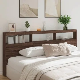 Braunes Eichenholz-Kopfteil mit LED-Licht 220x17x102 cm. von vidaXL, Kopf- und Fußteile - Ref: Foro24-839230, Preis: 112,66 €...