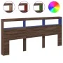 Bed headboard with LED light in brown oak 220x17x102 cm by vidaXL, Headboards and footboards - Ref: Foro24-839230, Price: 112...