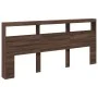 Bed headboard with LED light in brown oak 220x17x102 cm by vidaXL, Headboards and footboards - Ref: Foro24-839230, Price: 112...