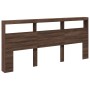 Cabecero de cama con luz LED marrón roble 220x17x102 cm de vidaXL, Cabeceros y pies de cama - Ref: Foro24-839230, Precio: 114...