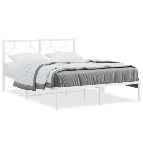 Bettgestell mit weißem Metall-Kopfteil 140x200 cm von vidaXL, Betten und Lattenroste - Ref: Foro24-376276, Preis: 103,66 €, R...