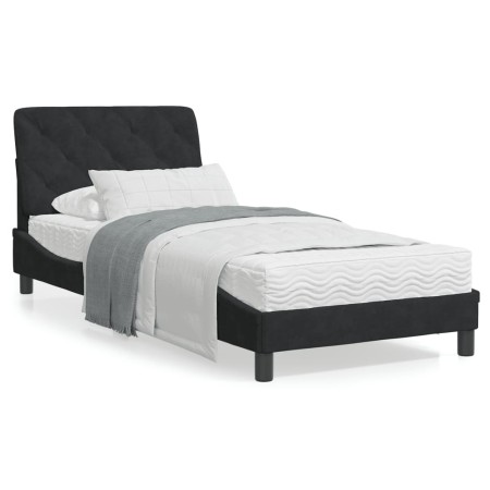 Bed frame with black velvet LED lights 90x190 cm by vidaXL, Beds and slatted bases - Ref: Foro24-3213827, Price: 144,01 €, Di...