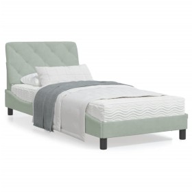 Estructura cama con luces LED terciopelo gris claro 90x200 cm de vidaXL, Camas y somieres - Ref: Foro24-3213831, Precio: 146,...