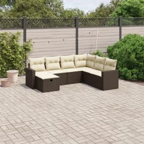 7-teiliges Gartensitzgruppen-Set mit braunen PE-Rattan-Kissen. von vidaXL, Gartensets - Ref: Foro24-3263529, Preis: 457,51 €,...
