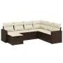 Juego de sofás de jardín 7 piezas con cojines ratán PE marrón by vidaXL, Garden sets - Ref: Foro24-3263529, Price: 457,51 €, ...