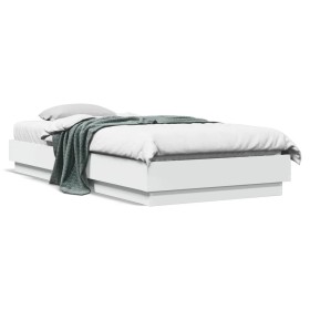 Bettgestell aus weißem Ingenieurholz 100x200 cm von vidaXL, Betten und Lattenroste - Ref: Foro24-839595, Preis: 89,21 €, Raba...