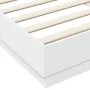 Engineered wood white bed frame 100x200 cm by vidaXL, Beds and slatted bases - Ref: Foro24-839595, Price: 88,11 €, Discount: %