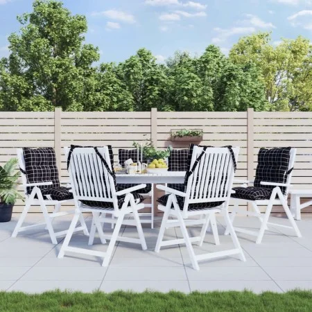 Niedrige Rückenkissen für Stühle, 6 Stück, kariertes schwarzes Oxford-Gewebe. von vidaXL, Kissen für Stühle und Sofas - Ref: ...