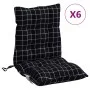 Niedrige Rückenkissen für Stühle, 6 Stück, kariertes schwarzes Oxford-Gewebe. von vidaXL, Kissen für Stühle und Sofas - Ref: ...