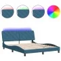 Bed frame with LED lights blue velvet 160x200 cm by vidaXL, Beds and slatted bases - Ref: Foro24-3213865, Price: 228,76 €, Di...