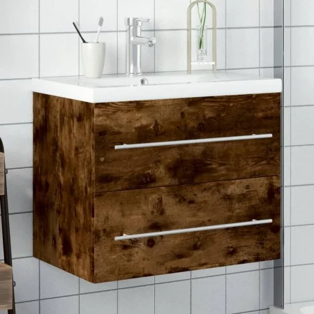 Mueble de baño con lavabo integrado roble ahumado by vidaXL, bathroom vanities - Ref: Foro24-3278773, Price: 187,30 €, Discou...