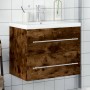 Badezimmermöbel mit integriertem Waschbecken in geräucherter Eiche. von vidaXL, Badezimmerwaschtische - Ref: Foro24-3278773, ...