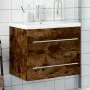 Mueble de baño con lavabo integrado roble ahumado by vidaXL, bathroom vanities - Ref: Foro24-3278773, Price: 187,30 €, Discou...