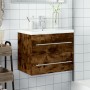 Badezimmermöbel mit integriertem Waschbecken in geräucherter Eiche. von vidaXL, Badezimmerwaschtische - Ref: Foro24-3278773, ...
