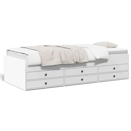 Tumbona con cajones madera de ingeniería blanco 90x200 cm de vidaXL, Camas y somieres - Ref: Foro24-3280874, Precio: 193,19 €...