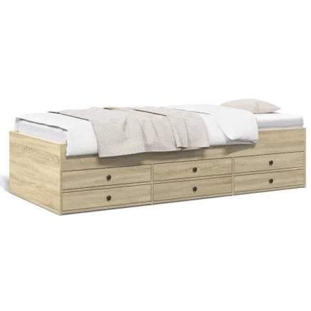Tumbona con cajones madera ingeniería roble Sonoma 90x200 cm de vidaXL, Camas y somieres - Ref: Foro24-3280876, Precio: 171,6...