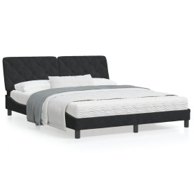 Bettgestell mit schwarzem Samtkopfteil 160x200 cm von vidaXL, Betten und Lattenroste - Ref: Foro24-3207931, Preis: 230,57 €, ...