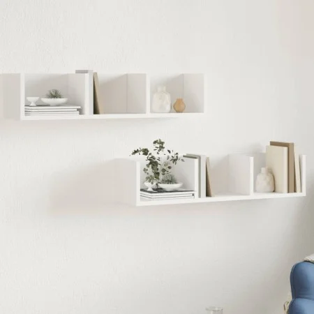 Wandmöbel 2 Stück aus weißem Ingenieurholz 75x18x16,5 cm von vidaXL, Regale und Regale - Ref: Foro24-840430, Preis: 31,05 €, ...
