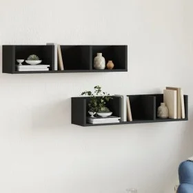 Muebles de pared 2 uds madera de ingeniería negro 75x18x16,5 cm by vidaXL, Shelves and shelves - Ref: Foro24-840432, Price: 3...