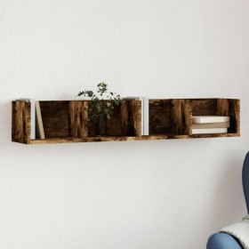 Mueble de pared madera ingeniería roble ahumado 99x18x16,5 cm by vidaXL, Shelves and shelves - Ref: Foro24-840451, Price: 30,...