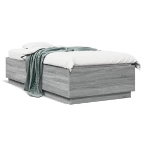 Estructura de cama madera de ingeniería gris Sonoma 90x200 cm de vidaXL, Camas y somieres - Ref: Foro24-3209728, Precio: 116,...