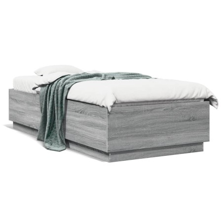 Sonoma-grauer Holzwerkstoff-Bettrahmen 90 x 200 cm von vidaXL, Betten und Lattenroste - Ref: Foro24-3209728, Preis: 116,56 €,...