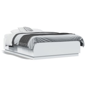 Estructura de cama madera de ingeniería blanca 135x190 cm de vidaXL, Camas y somieres - Ref: Foro24-3209737, Precio: 149,14 €...