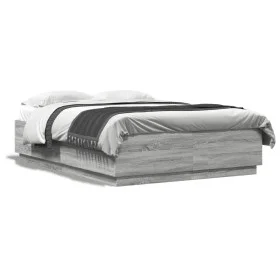 Sonoma gray engineered wood bed frame 160x200 cm by vidaXL, Beds and slatted bases - Ref: Foro24-3209693, Price: 157,74 €, Di...