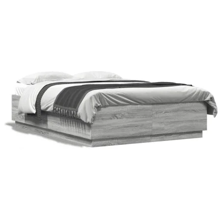 Sonoma gray engineered wood bed frame 160x200 cm by vidaXL, Beds and slatted bases - Ref: Foro24-3209693, Price: 157,70 €, Di...