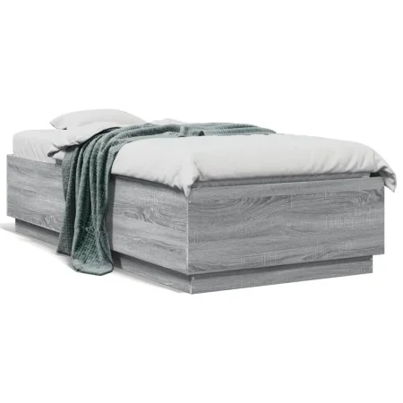 Sonoma gray engineered wood bed frame 90x190 cm by vidaXL, Beds and slatted bases - Ref: Foro24-3209756, Price: 112,86 €, Dis...